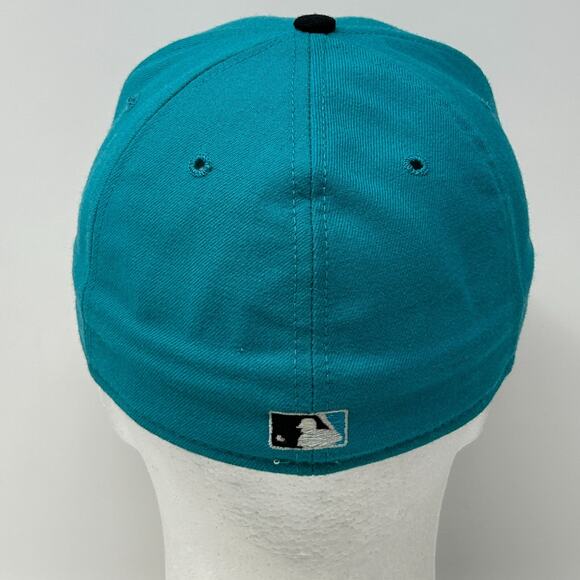 Vintage 90s Florida Marlins Hat Baseball Cap Fitted 7 1/8 Green New Era USA Made - Picture 3 of 14